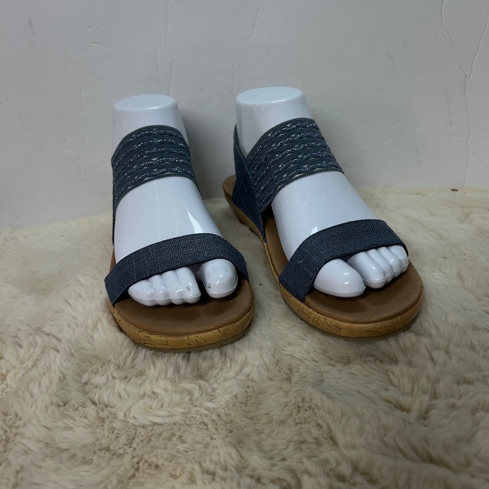 Skechers Women's‎ Navy Blue Wedge Sandals Luxe Foam Comfort Size 6